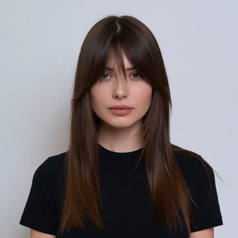 AI-generated Curtain bangs hairstyle inspiration